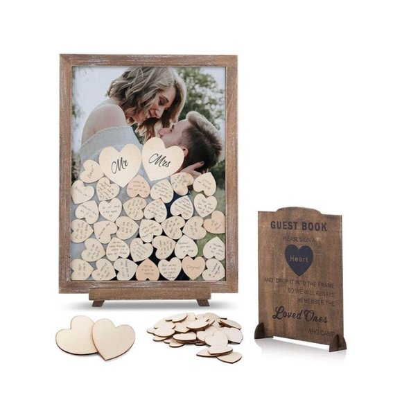 Farmhouse Wedding Guest Book Picture Frame Rustic Wood Wedding Decor